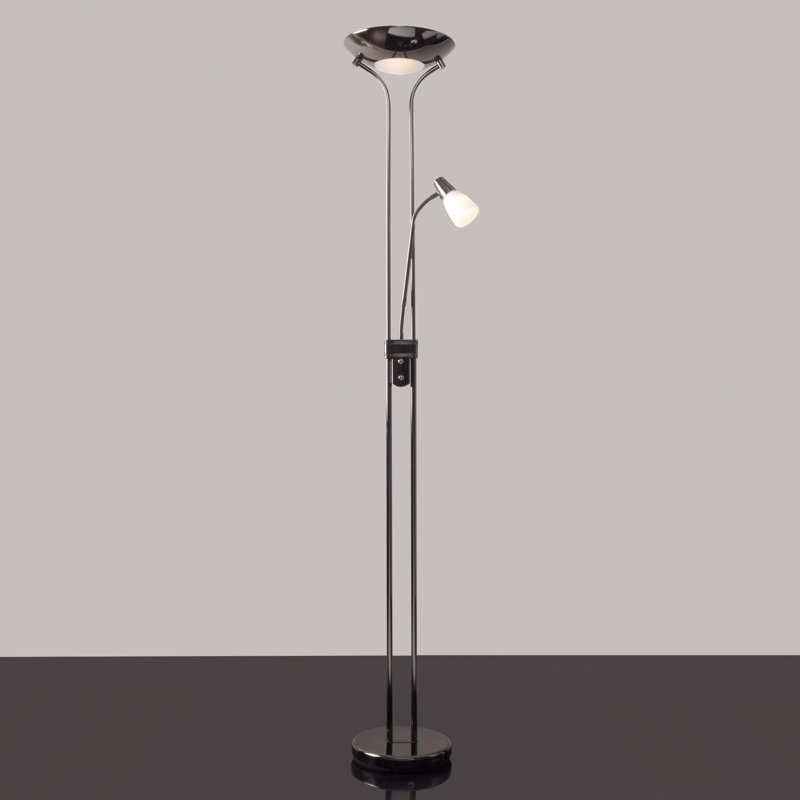 Fannie 180cm Mother & child Uplighter/Reading Floor Lamp, Pewter Black