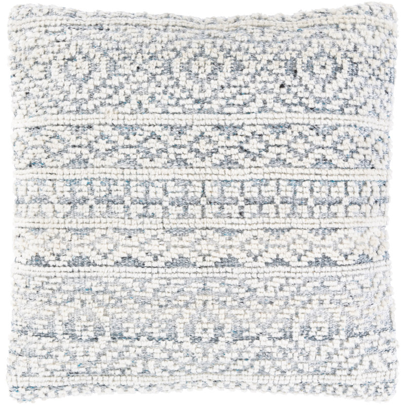 Nobility 100% Cotton Throw Square Pillow, Down, Beige/Gray