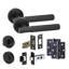  Knurled T-Bar Bathroom Door Handle Set in Matt Black with Thumbturn, Dead Bolt and Ball Bearing Hinges