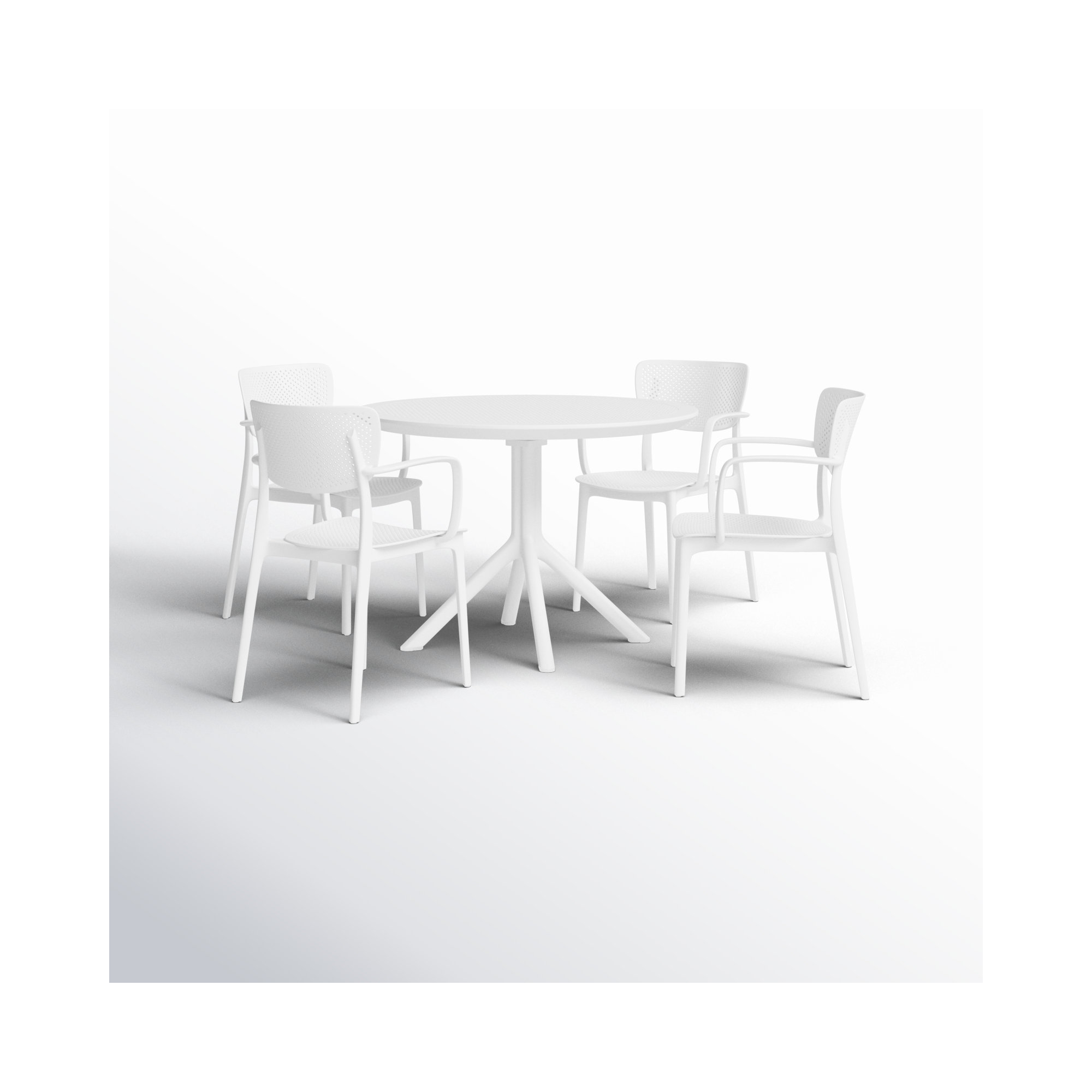 Farrah Loft Armchair 5 Person Dining Set, White