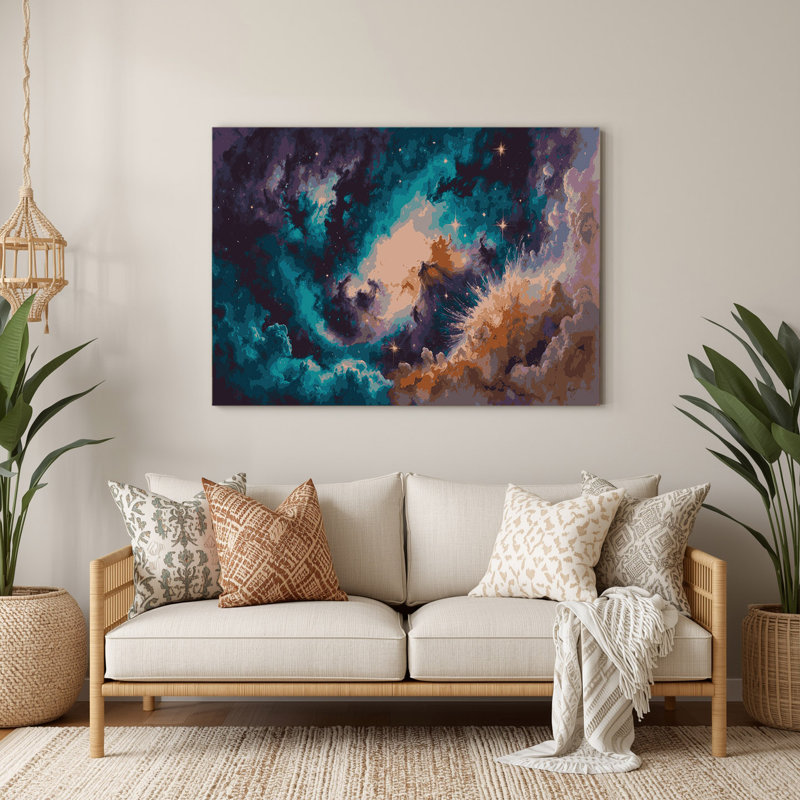 Art mural en métal mauve, Space James Webb, H 240 po x l 360 po x P 0,05 po