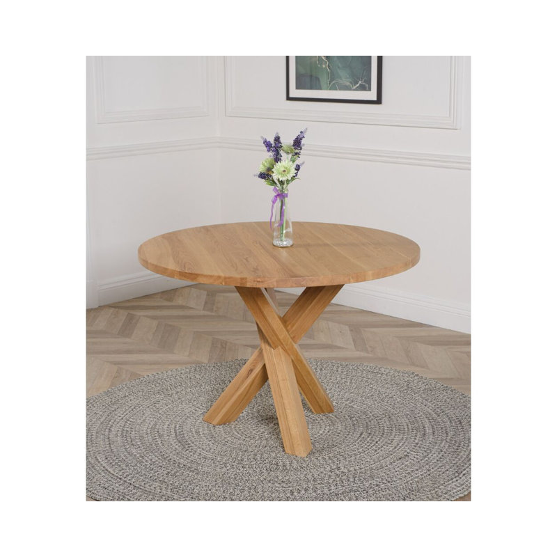 Oregon 110cm Round Solid Oak Dining Table