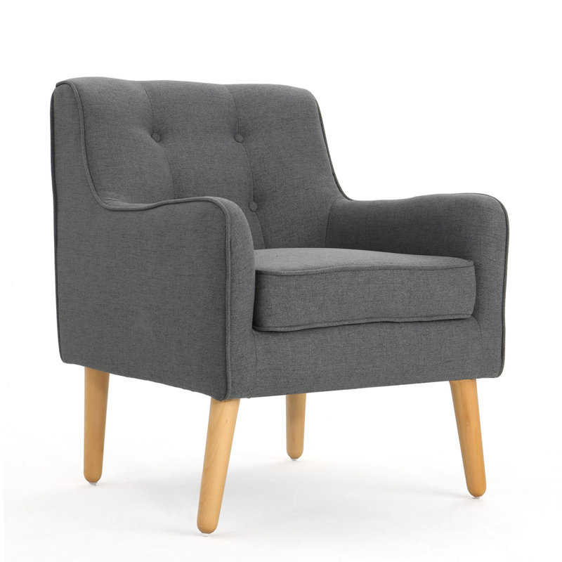 Alcide Tufted Armchair, Charcoal Fabric