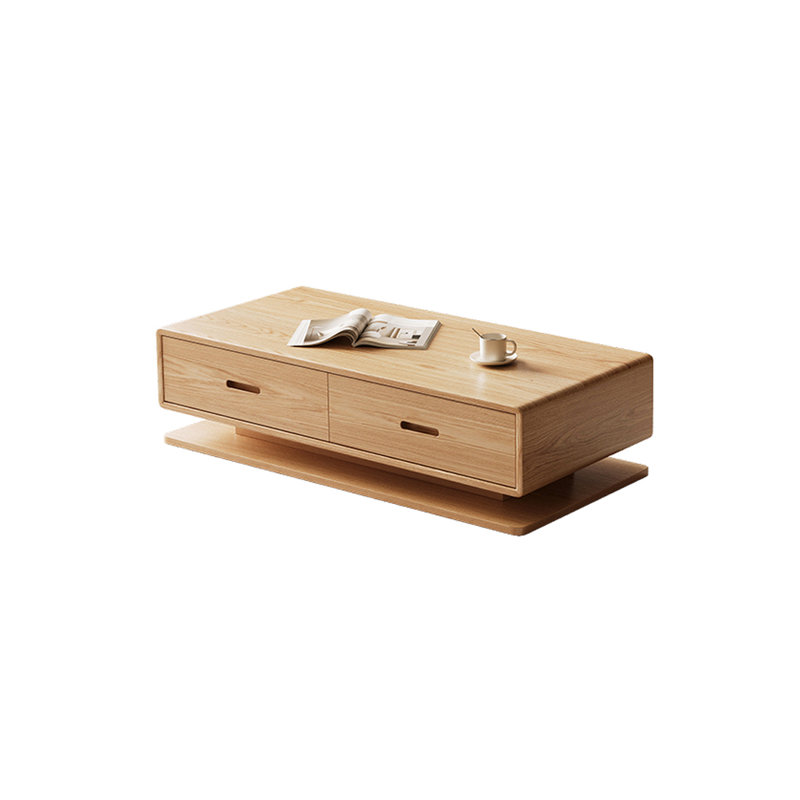 Wood Coffee Table with Double-Sided Drawers
