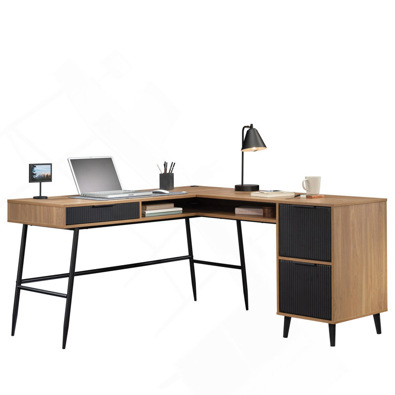 Bureau en L, finition brune