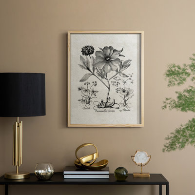 Reproduction florale vintage avec encadrement CEC XXVII - bois massif
