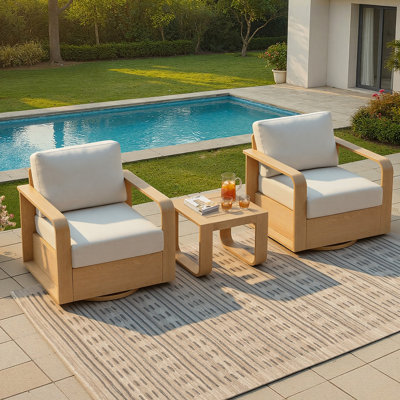Ensemble de conversation d'extérieur 3 pièces avec coussins ALL-Aluminium