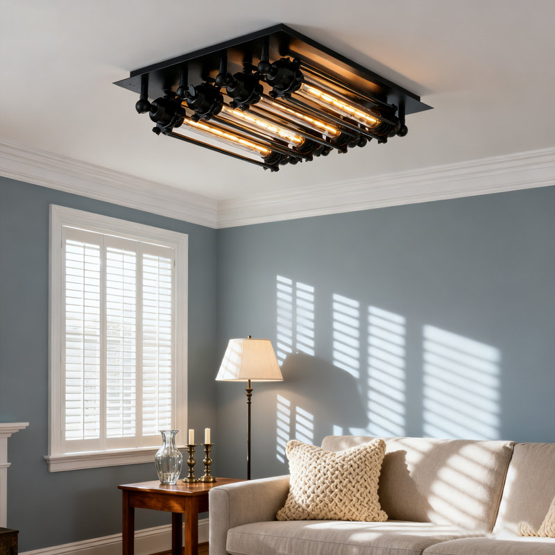 Retro 4-Light Ceiling Light, Industrial Chandelier