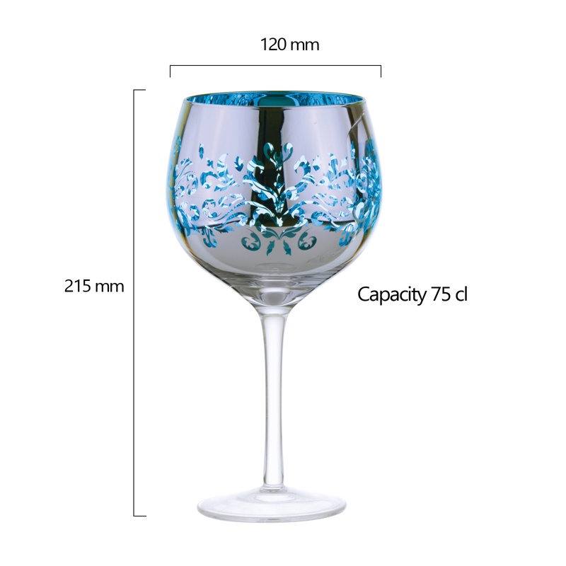 Filigree Gin Glasses, Blue/Silver