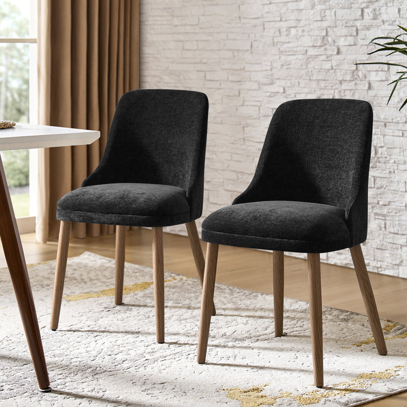 Chaise d'appoint rembourrée avec pieds en bois massif Kanalu, Noir