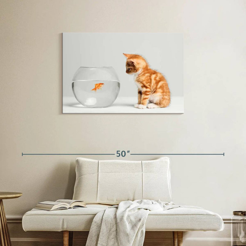 Poisson et chaton, H 24 po x l 36 po