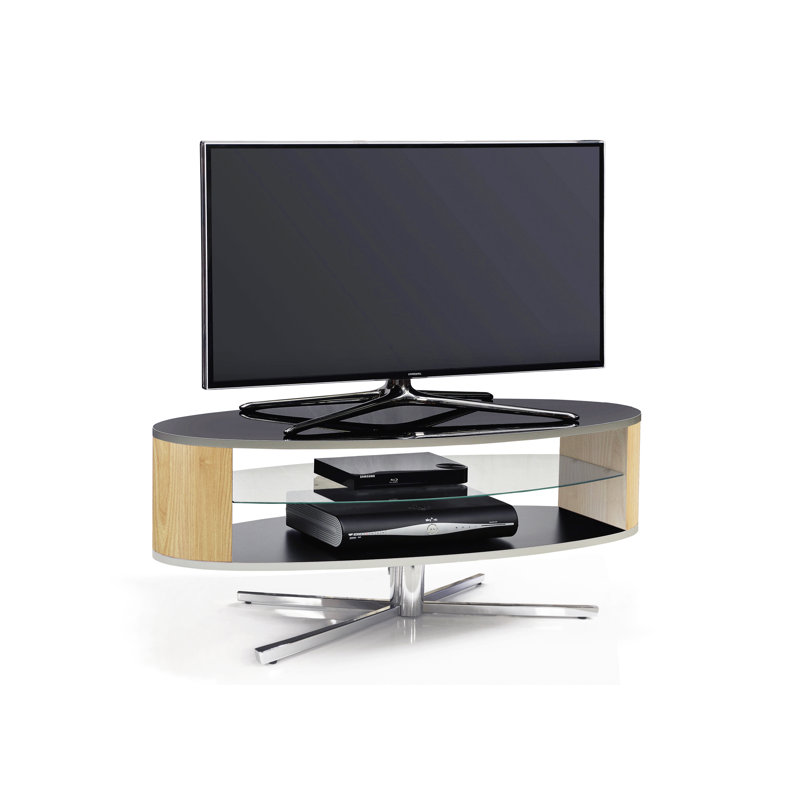 Tuggle Unfinished TV Stand for TVs up to 50", Black/Oak