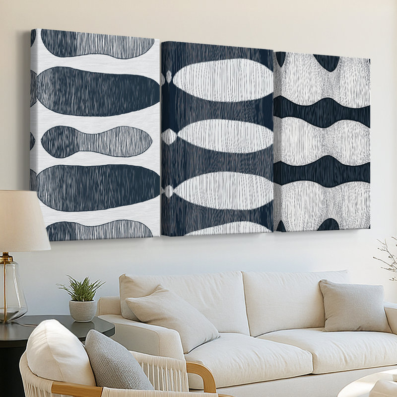 ABSTRACT Series DCC XXXIV - Toile tendue sur mesure - 3 pièces, H 12 po x l 24 po
