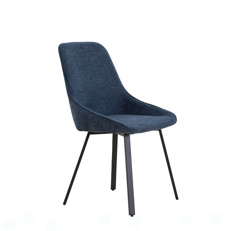 Upholstered Seat With Metal Legs For Living Room, Bleu