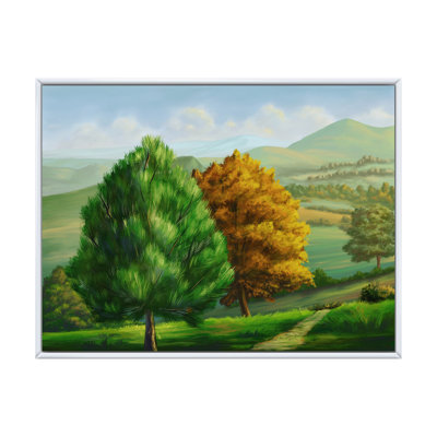 " Green And Orange Tree In The Fields " Painting Print