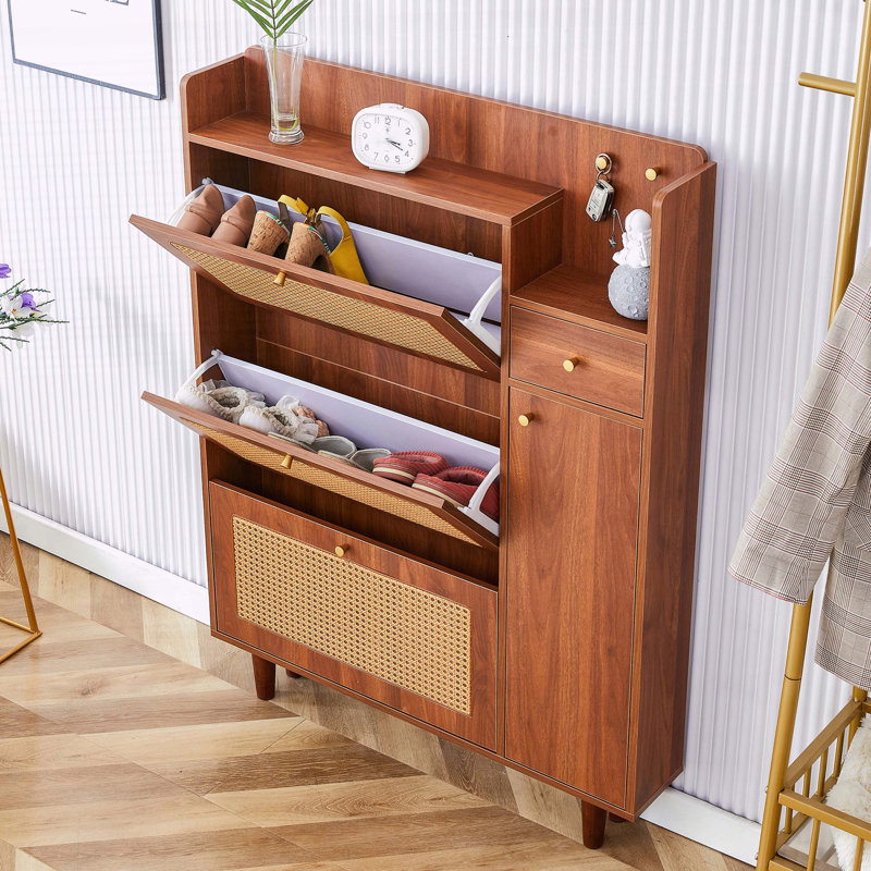 Armoire à chaussures moderne en MDF minimaliste avec pieds en métal