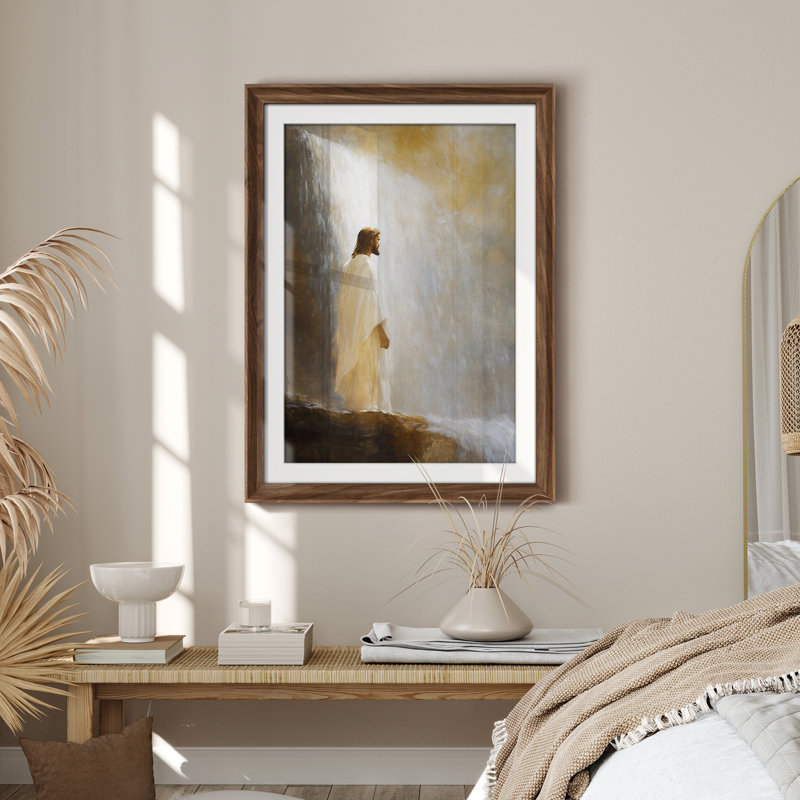 Art mural vintage rétro encadré pour chambre à coucher - 26 po x 36 po brun, Reproduction encadrée avec passe-partout