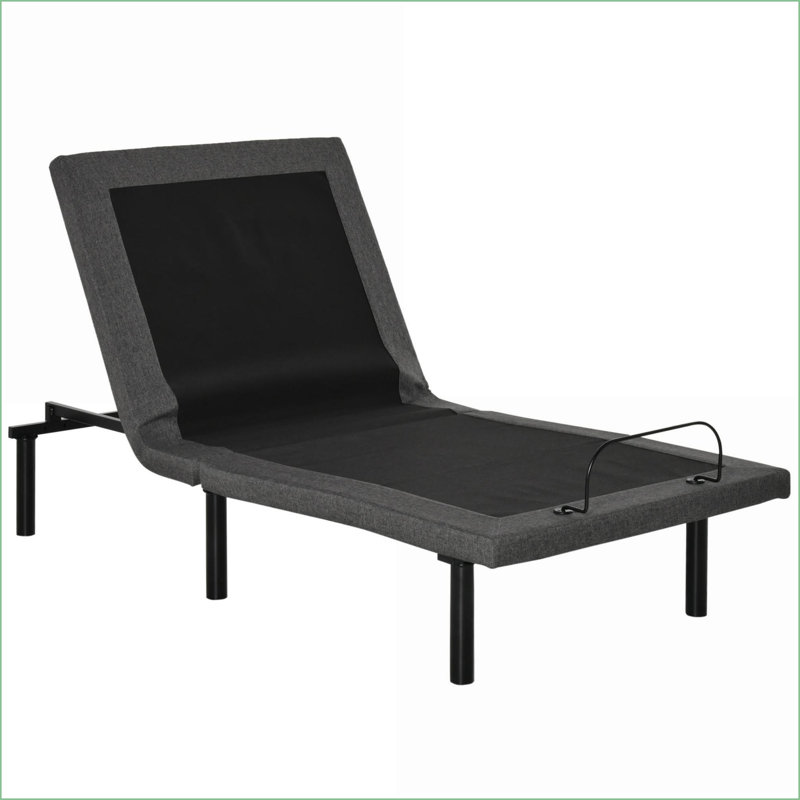 Base de lit réglable simple HOMcom XL - zéro gravité, mémoire, télécommande sans fil, gris pour chambre à coucher, Noir/gris