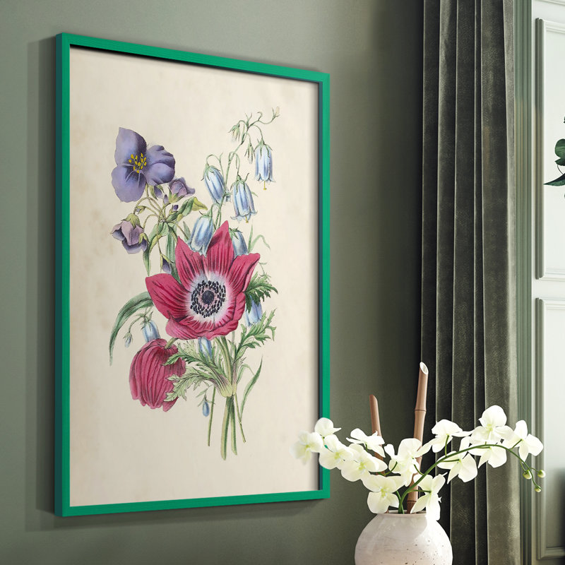 Antique Garden Bouquet I, reproduction encadrée - bois massif, Vert, H 10 po x l 8 po