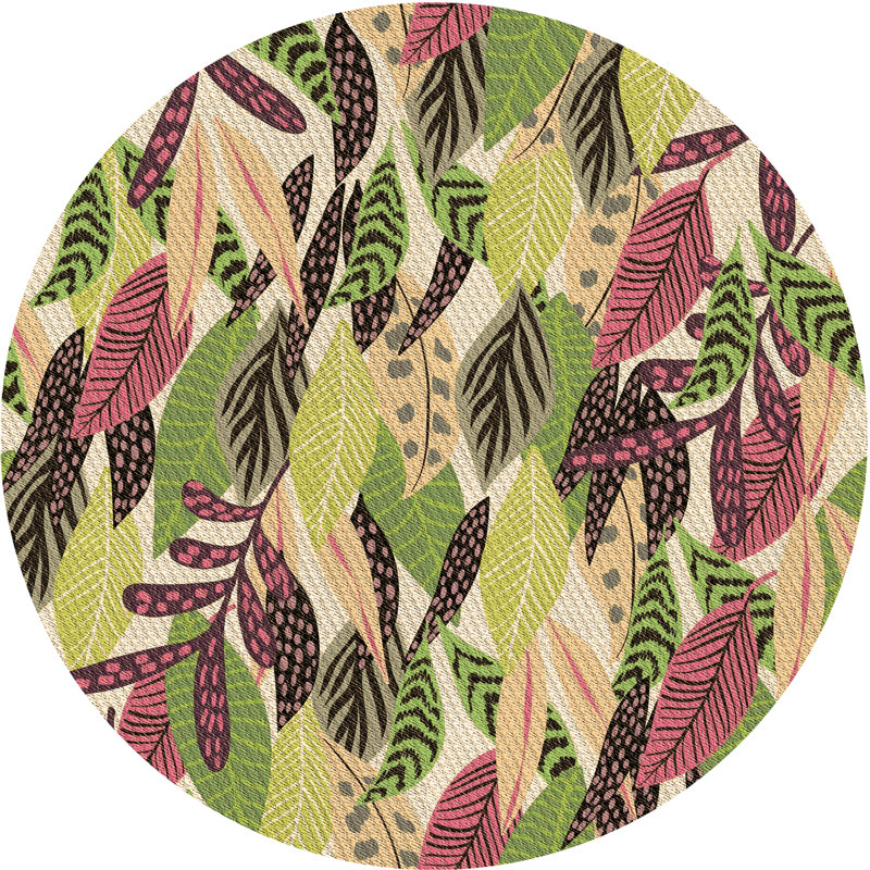 Tapis rond brun à motif floral, Rond 6 pi