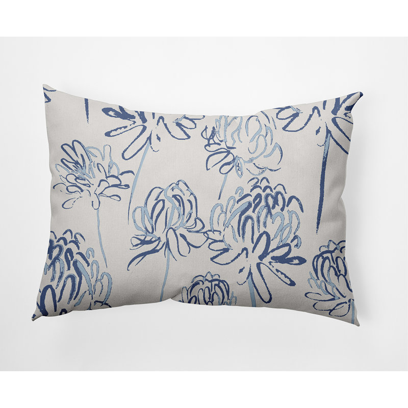 Floral Reversible Throw Pillow, Blue