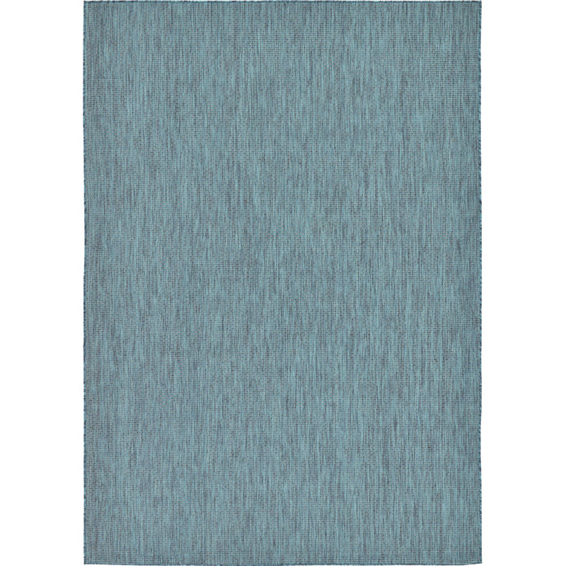 Tapis intérieur / extérieur Avaughn, Sarcelle, Rectangle 7 pi x 10 pi