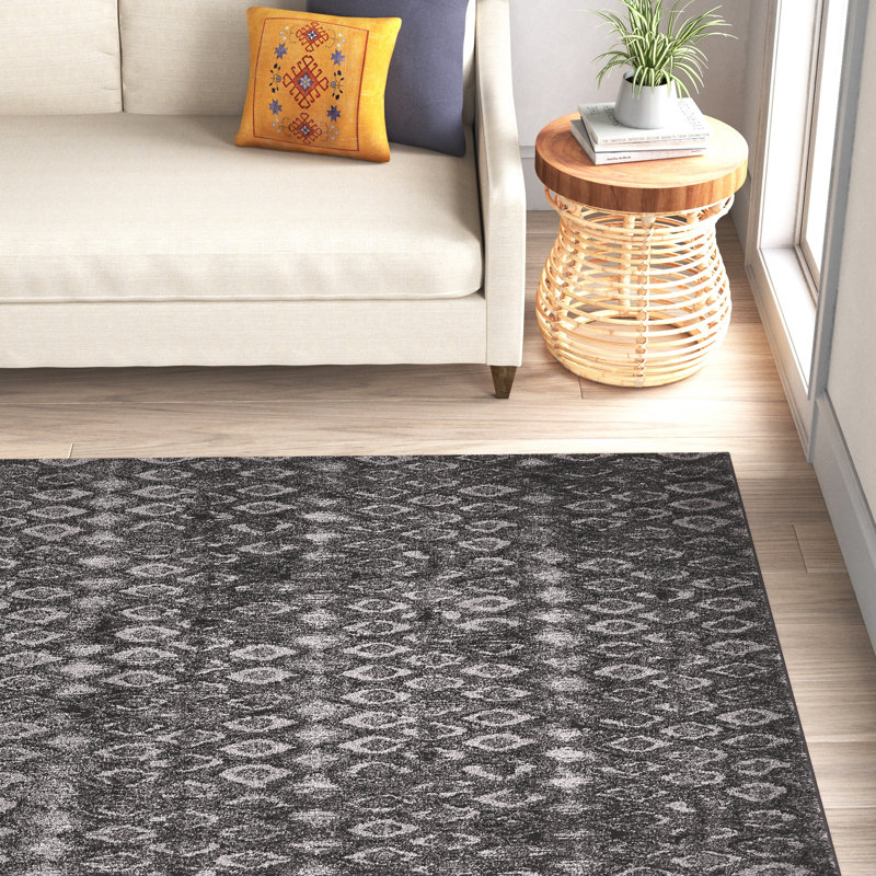 Tapis gris anthracite / ivoire Cully, Rectangle 5 pi x 8 pi