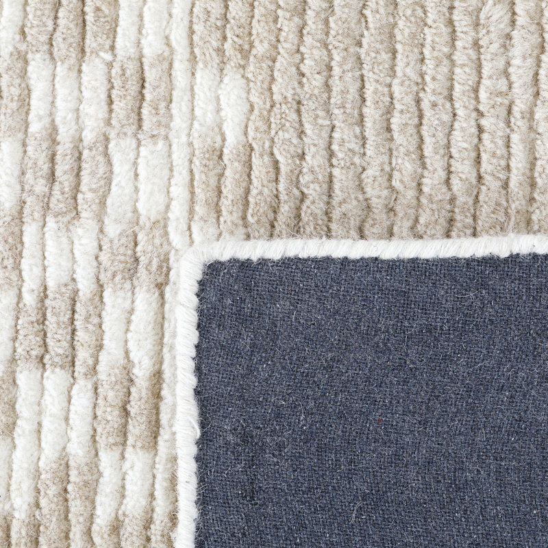 Ivory and Gray Geometric Hand Tufted Wool Area Rug