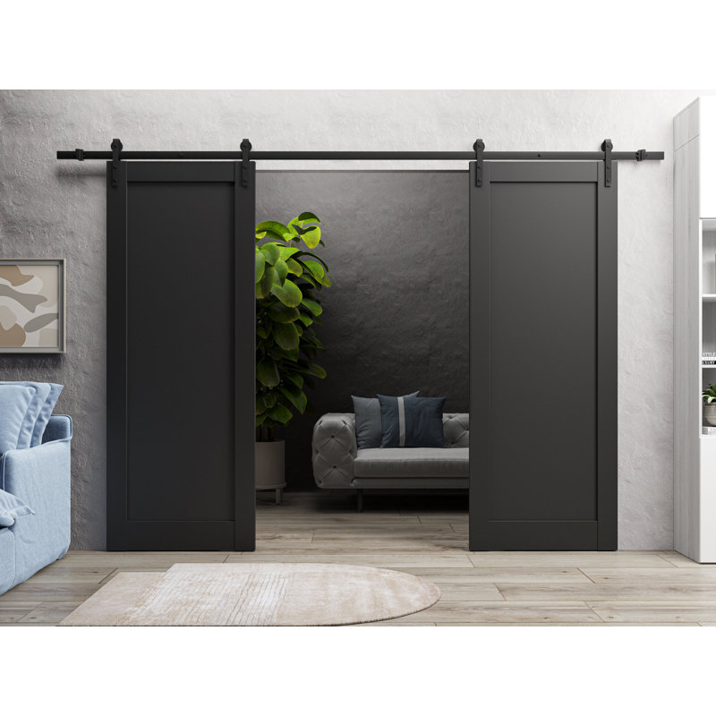 Portes de grange en bois à panneaux Quardo, 56 po x 96 po
