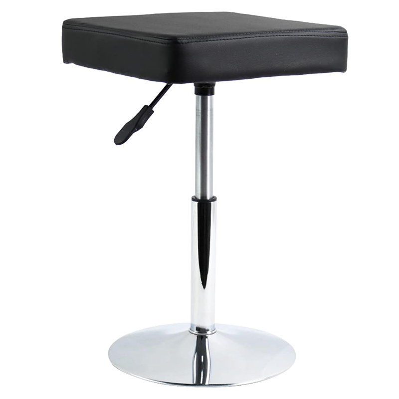 Tabouret carré en similicuir, Noir, noir, noir, noir