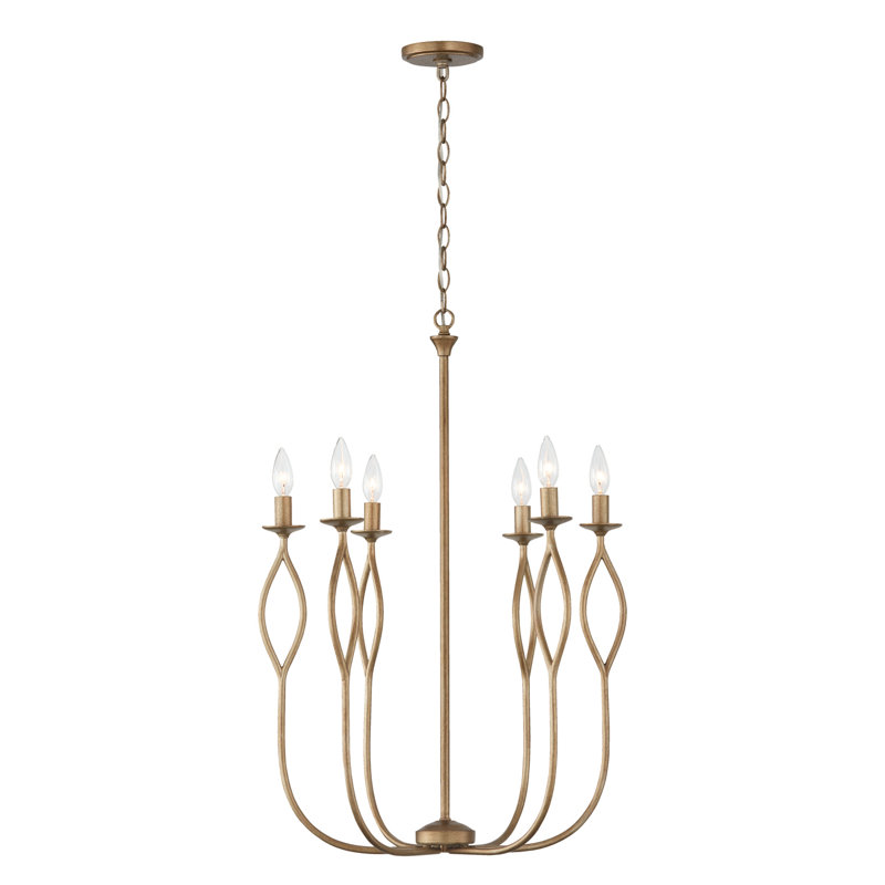 Mystic Luster 6-Light Gold Traditional Candle Chandelier