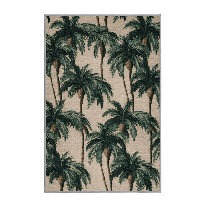  Tapis bord de mer lavable Palm Grove, Rectangle de 5 pi x 8 pi