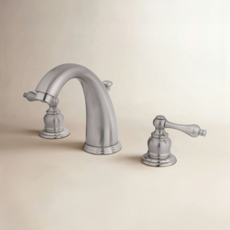 Kingston Brass Victorian Two-Handle 3-Hole Deck Mount Widespread Bathroom Faucet with Retail Pop-Up Drain, Brushed Nickel