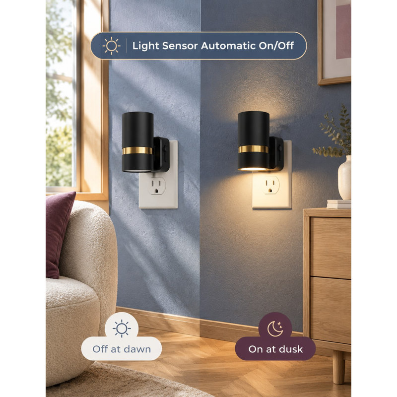 This 2-pack of wall-outlet night lights features dusk-to-dawn sensing plus adjustable 0-100LM brightness in 3000K soft white.