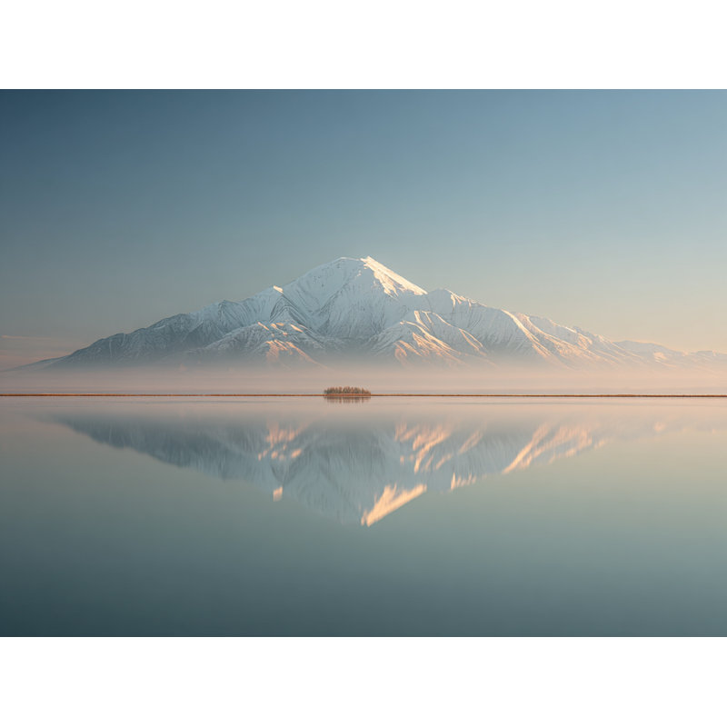 «Silent Majesty: Snowy Mountain with Morning Glow», art mural sur toile, 30" H x 40" W