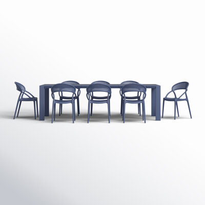 Farrah Extendable Plastic 9-Piece Patio Dining Set