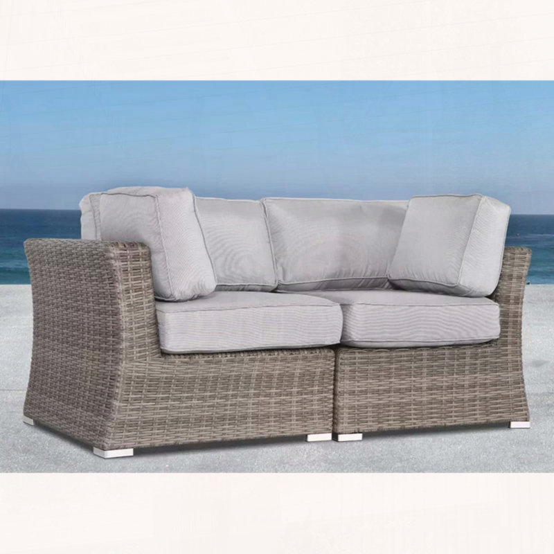 Fully Assembled Outdoor Wicker Loveseat with Weather-Resistant Cushions