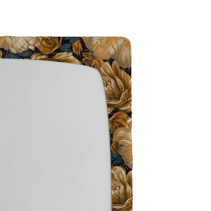 Drap-housse rustique Ambesonne, Jaune foncé, bleu mer / floral, Full Fitted Sheet