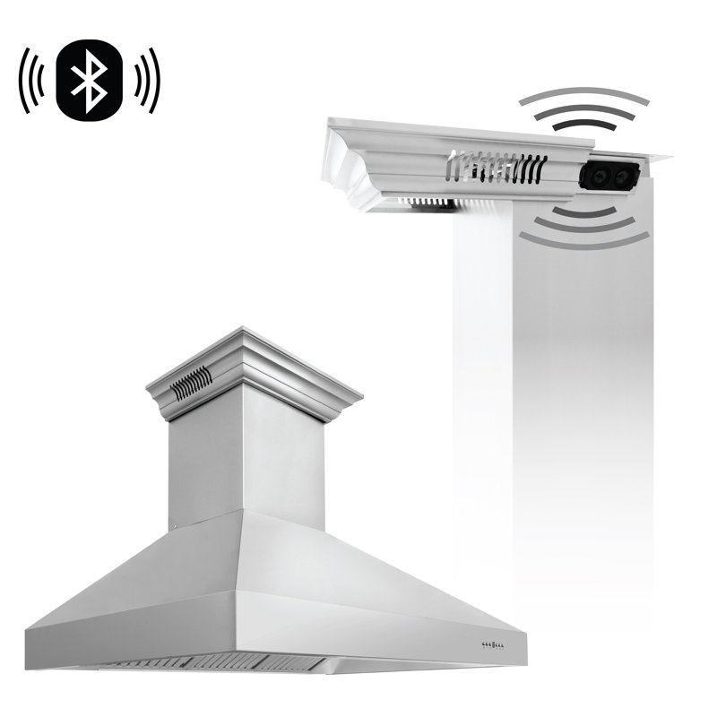 36" Crown Sound 700 CFM Ducted Wall Mount Range Hood in Stainless Steel with Wi-Fi, 60"