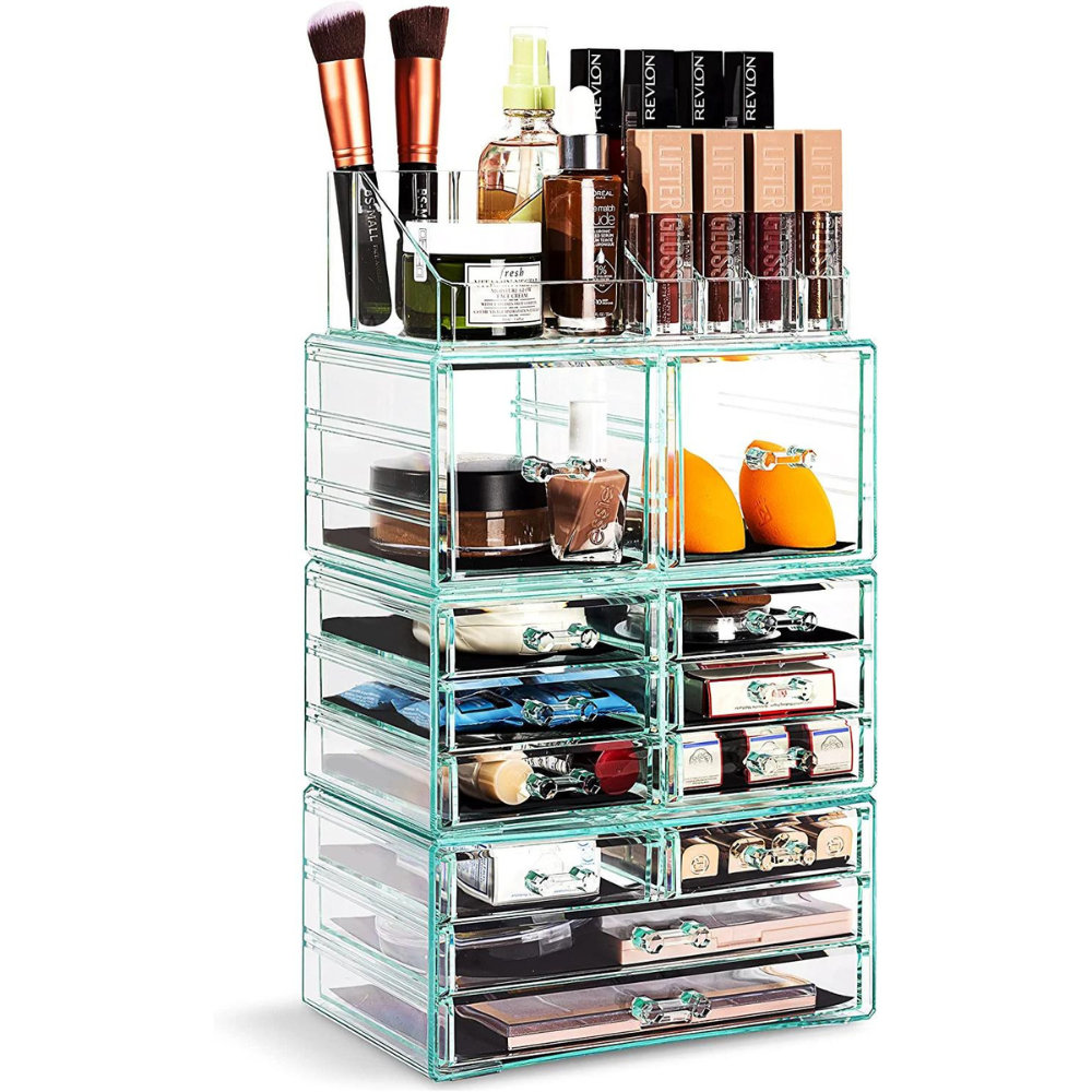 Sorbus 12 Drawer 4-Piece Makeup and Jewelry Organizer Case and Top Shelf Sorbus