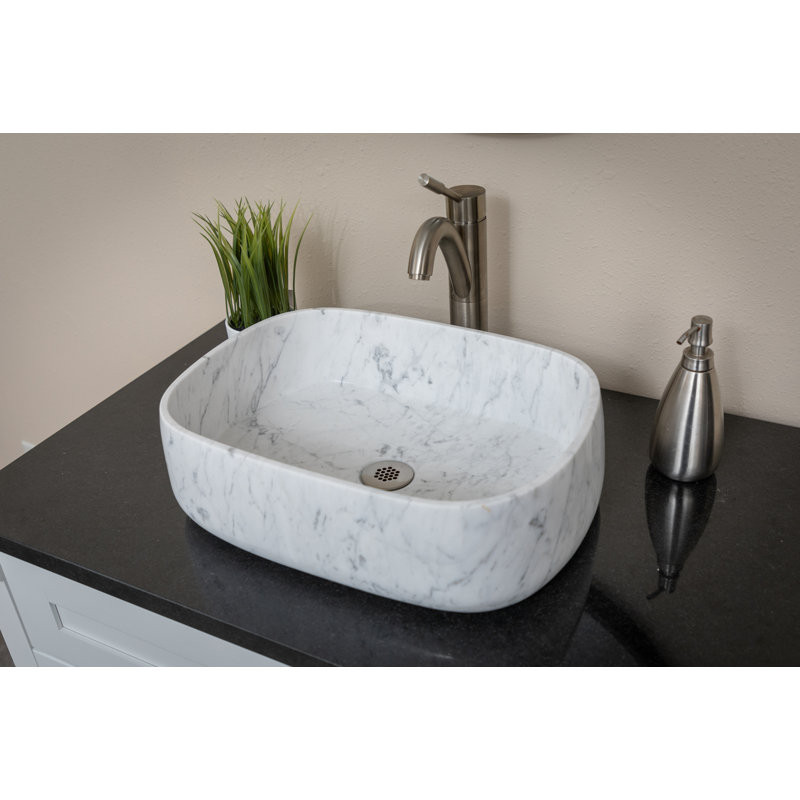 Eden Bath 14'' White Natural Stone Rectangular Bathroom Sink