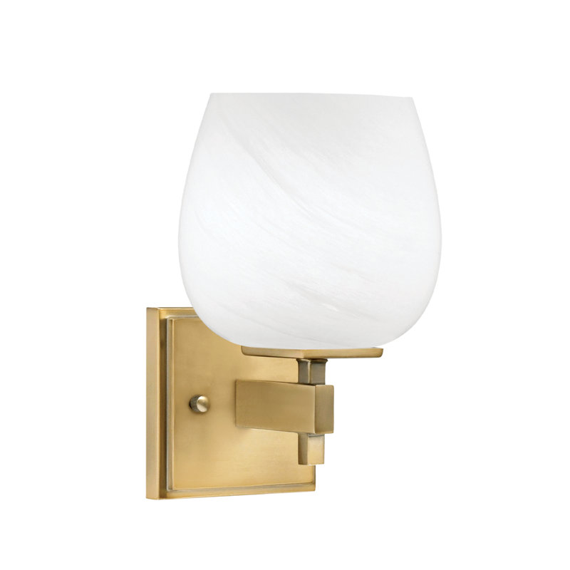 Headland Wall Sconce Shown With 6" White Marble Glass, Brass