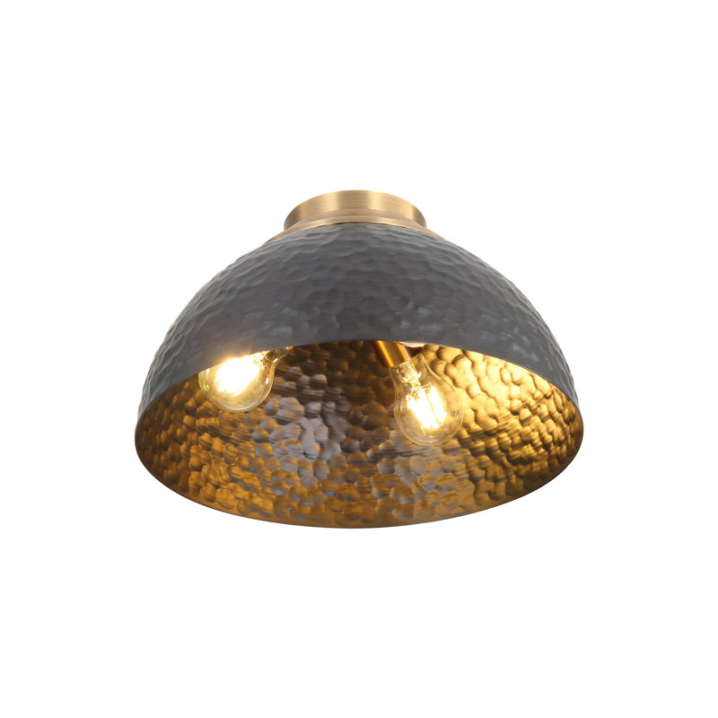 Felix 3-Light Flush Mount in Modern Brass, Black