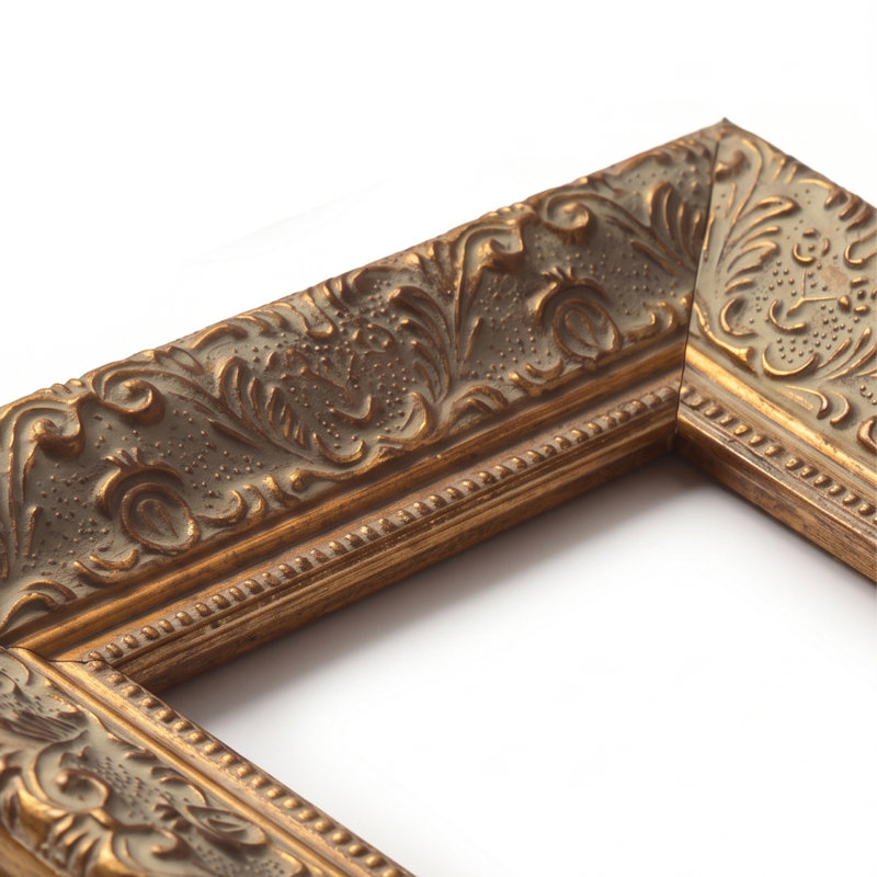 Cadre photo antique en bois orné doré, 5 tailles - Boîte baroque à volutes pour mur ou table, 3.0″ × 3.0″