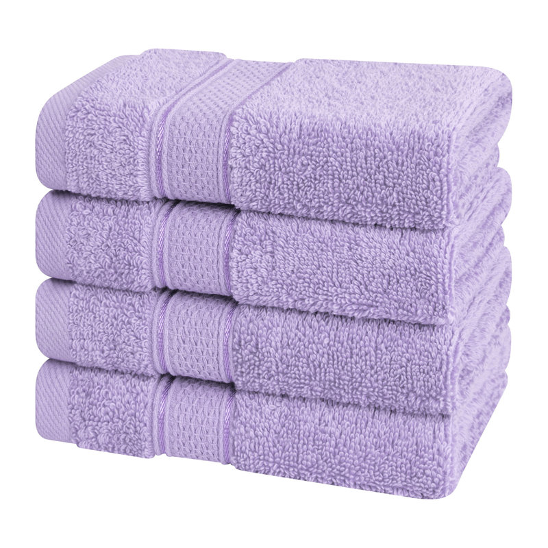 Ensemble de débarbouillettes 4 pièces 100% coton absorbant mâle, Lilas