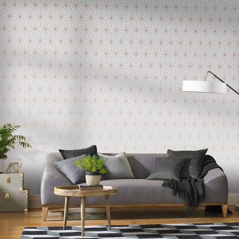 Prism Geometric Wallpaper Roll, Rose Gold