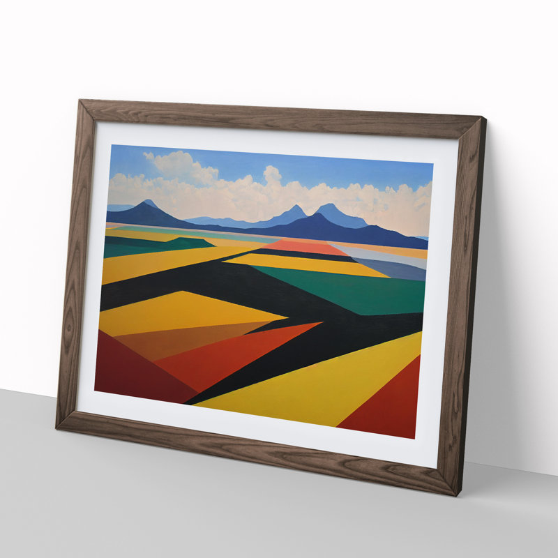 Abstract Meadow Landscape Vol.3 - Framed Print, 34cm H x 46cm W x 2cm D, Walnut