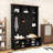 Rustic 4-in-1 Hall Tree with Bench, Shelves, 6 Hooks, Umbrella Rack and Shoe Organizer-570254928