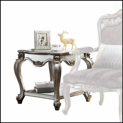 Antique Platinum 1-Shelf End Table With Elegant Finish And Versatile Storage, Perfect For Small Spaces And Modern Decor.