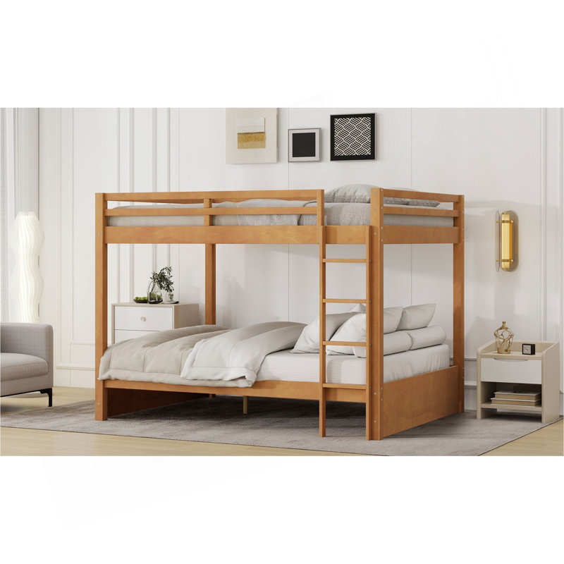 Lit superposé grand en bois avec échelle Wood, couleur bois